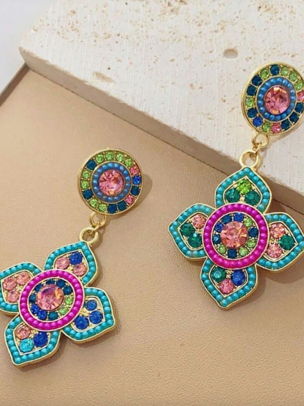 NWT Colorful Flower Shaped Earrings